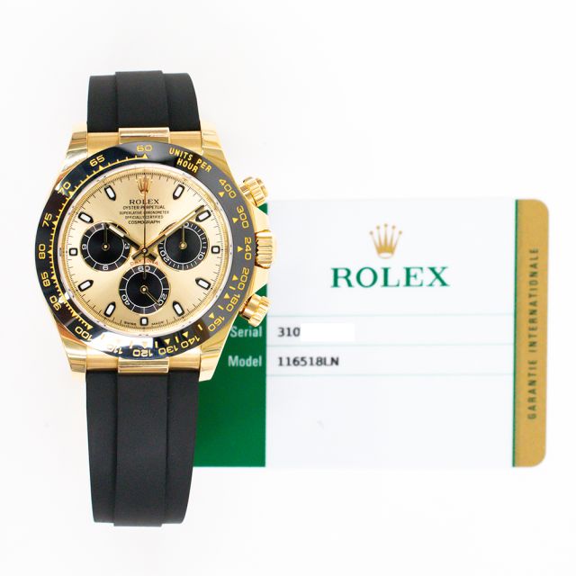 2019 Rolex Cosmograph Daytona, 116518LN, 40mm, Yellow Gold, "Pikachu" Champagne & Black Dial, Box & Papers