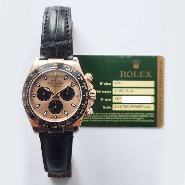 2013 Rolex Cosmograph Daytona, 116515LN, 40mm, Rose Gold, Pink & Black Dial, Box & Papers