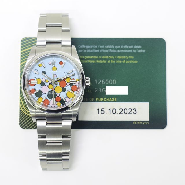 2023 Rolex Oyster Perpetual 36, 126000, Steel, Turquoise Blue Celebration Motif, Oyster Bracelet, Box & Papers