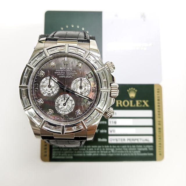 Rolex Cosmograph Daytona, 116589BR, 40mm, White Gold, Black Mother of Pearl Diamond, Box & Papers
