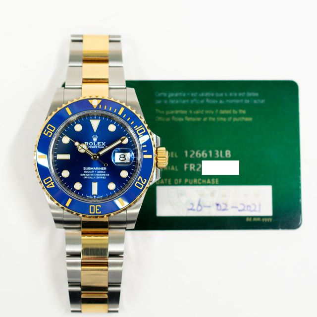 2021 Rolex Submariner Date 'Bluesy', 126613LB, 41mm, Gold & Steel, Blue Dial, Box & Papers