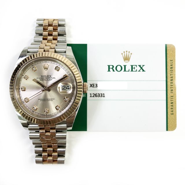 2020 Rolex Datejust 41 126331, Steel & Rose Gold, Sundust Diamond, Box & Papers