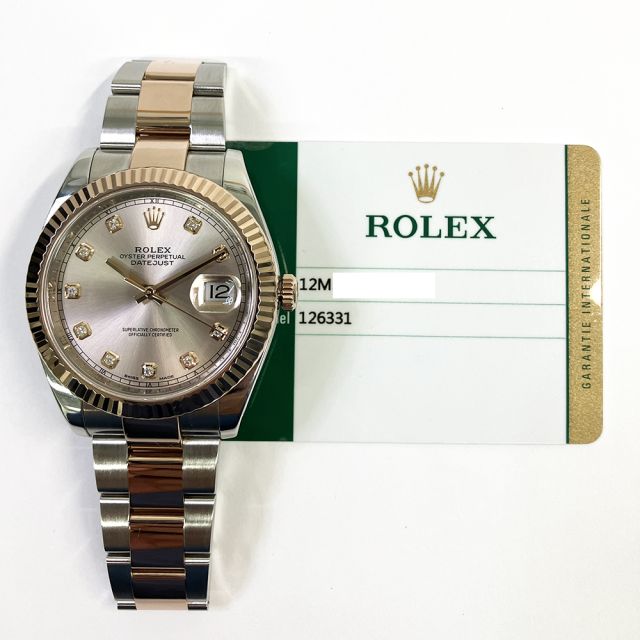 2017 Rolex Datejust 41 126331, Steel & Rose Gold, Sundust Diamond, Box & Papers