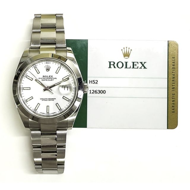 2018 Rolex Datejust 41, 126300, Steel, White Index, Oyster Bracelet, Box & Papers