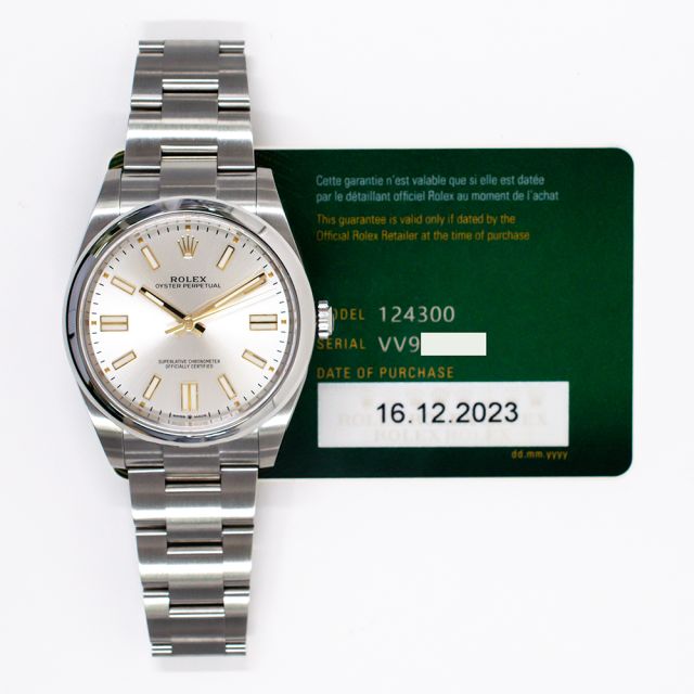 2023 Rolex Oyster Perpetual 41, 124300, Steel, Silver Dial, Oyster Bracelet, Box & Papers