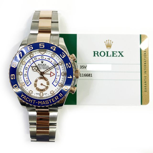 2019 Rolex Yacht-Master II 116681, 44mm, Steel & Gold, White Dial, Oyster Bracelet, Box & Papers