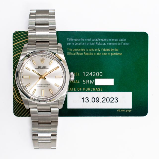2023 Rolex Oyster Perpetual 34, 124200, Steel, Silver Index, Oyster Bracelet, Box & Papers