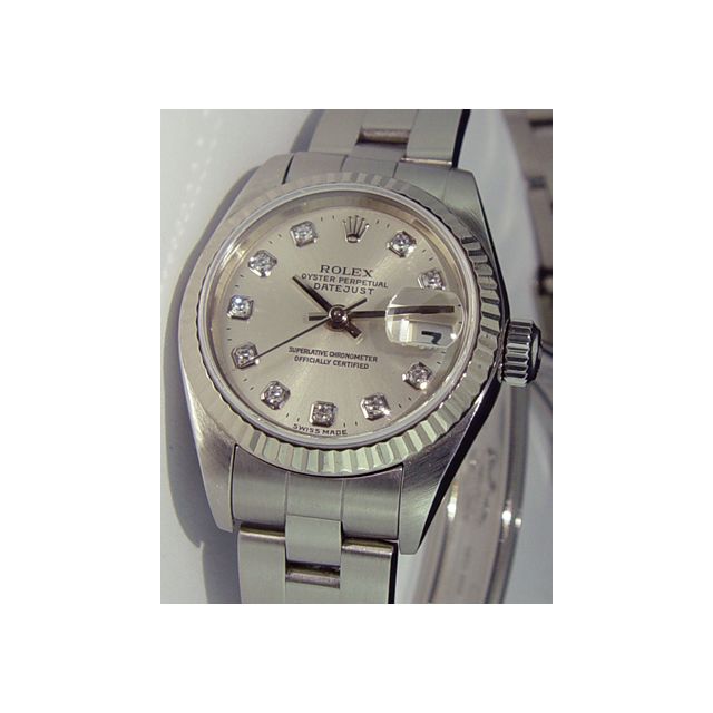 Rolex Lady-Datejust 26, 79174, Steel & White Gold, Silver Diamond Dial, Oyster Bracelet, Box Only (Renewed)