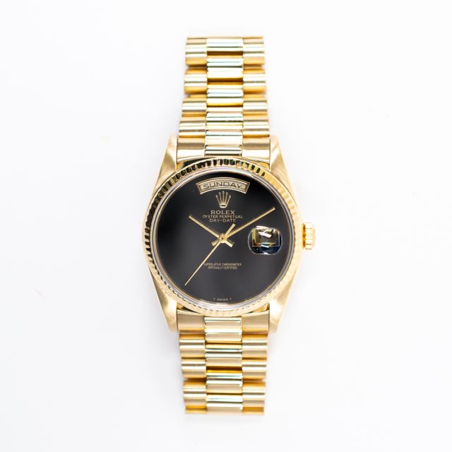 Rolex Day-Date 36, 18238, Yellow Gold, Black Onyx Dial, President Bracelet, Watch Only