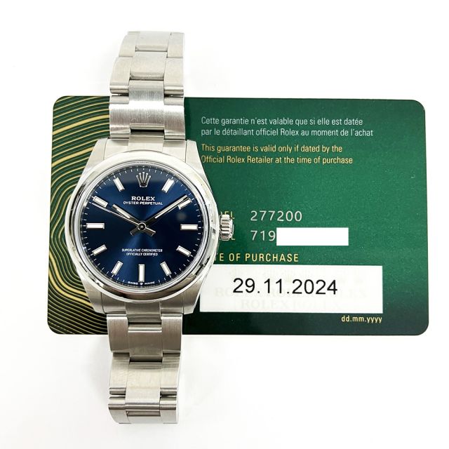 2024 Rolex Oyster Perpetual 31 277200, Steel, Bright Blue Dial, Box & Papers