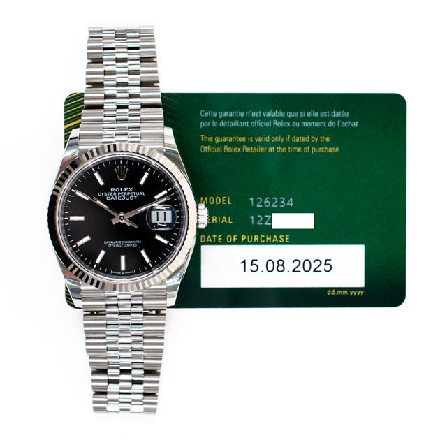 2025 Rolex Datejust 36, 126234, Steel & Gold, Bright Black Dial, Jubilee Bracelet, Box & Papers