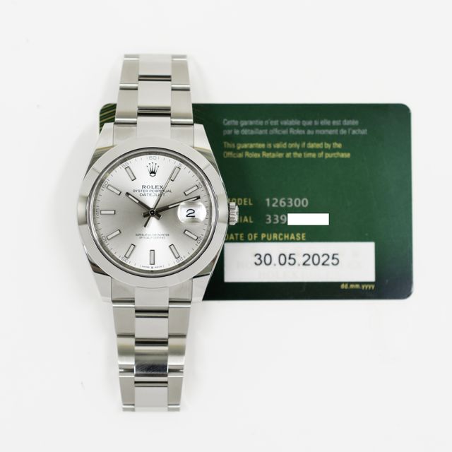 2025 Rolex Datejust 41, 126300, Steel, Silver Index Dial, Oyster Bracelet, Box & Papers