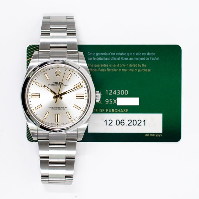 2021 Rolex Oyster Perpetual 41, 124300, Steel, Silver Dial, Oyster Bracelet, Box & Papers