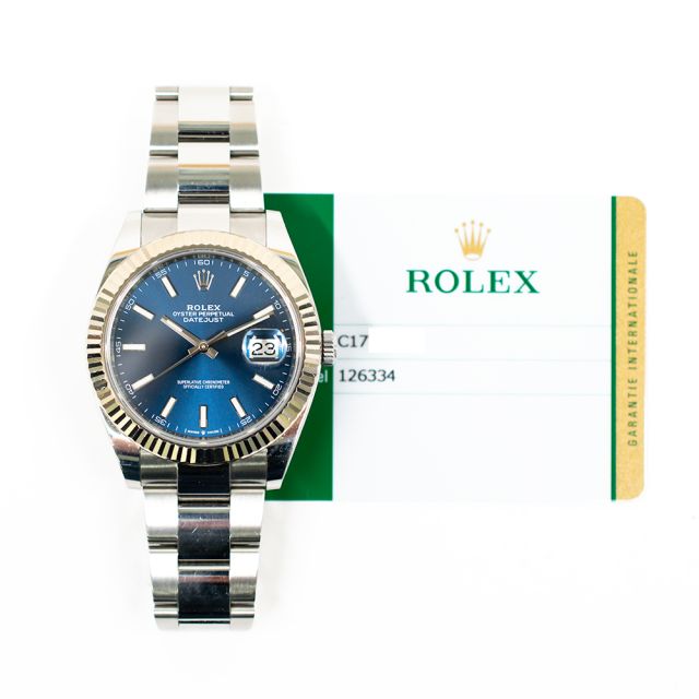 2019 Rolex Datejust 41, 126334, Steel & White Gold, Blue Dial, Oyster Bracelet, Box & Papers