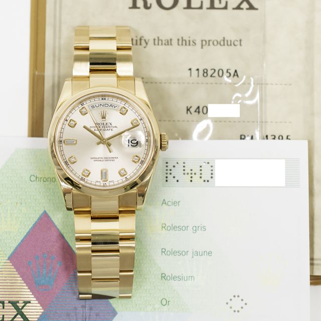 2003 Rolex Day-Date 36, 118205, Rose Gold, Pink Diamond Dial, Oyster Bracelet, Box & Papers