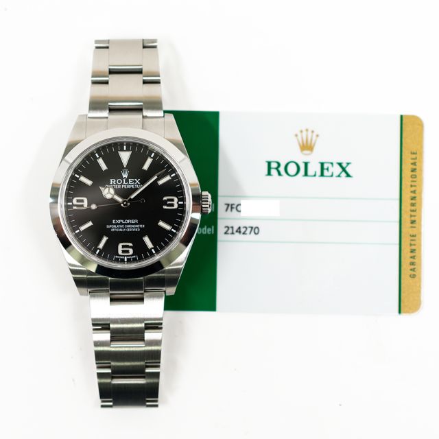 2018 Rolex Explorer 214270, 39mm, Steel, Black Dial, Oyster Bracelet, Box & Papers