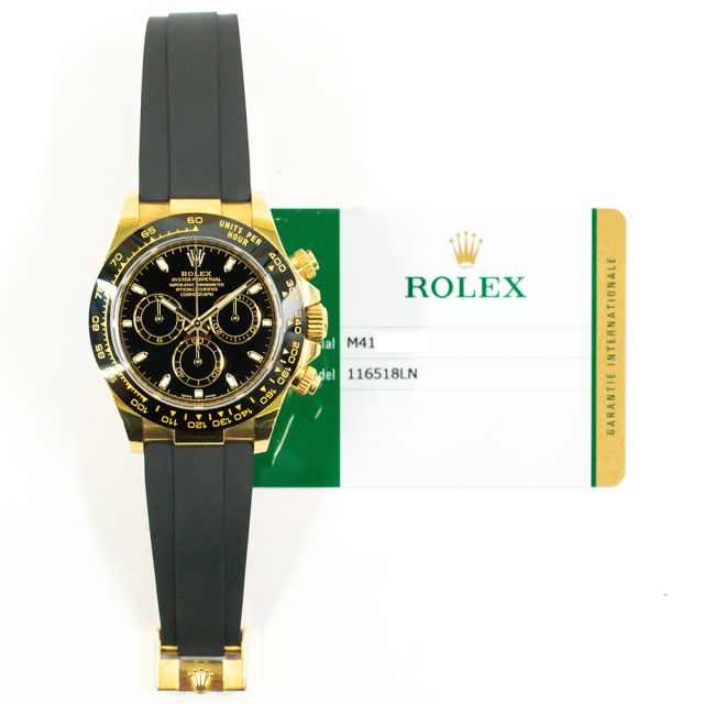 2020 Rolex Cosmograph Daytona, 116518LN, 40mm, Yellow Gold, Black Dial, Box & Papers