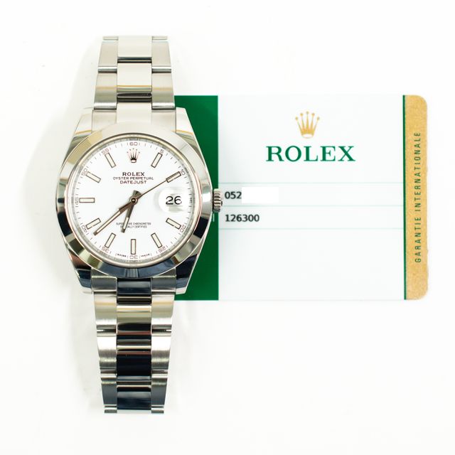2018 Rolex Datejust 41, 126300, Stainless Steel, White Index Dial, Oyster Bracelet, Box & Papers