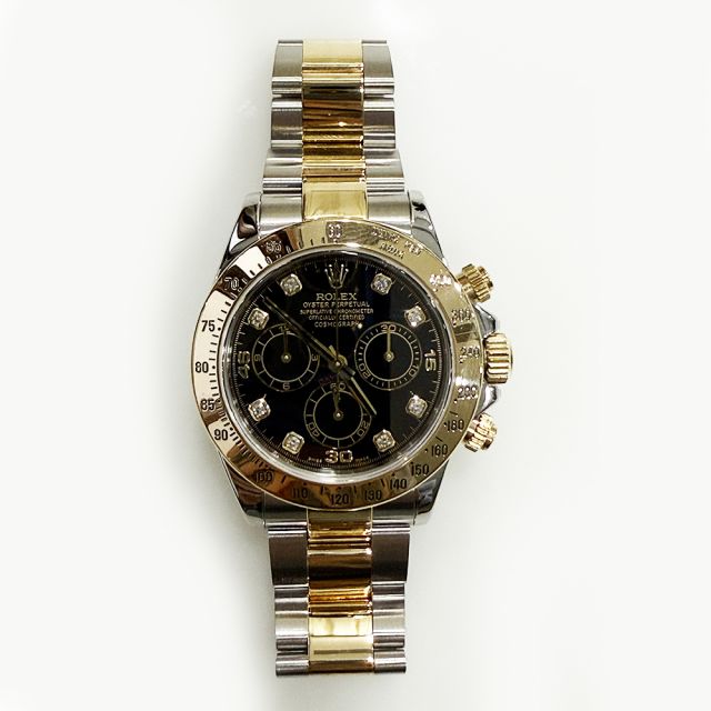 2005 Rolex Cosmograph Daytona, 116523, 40mm, Steel & Yellow Gold, Black Diamond, Papers Only