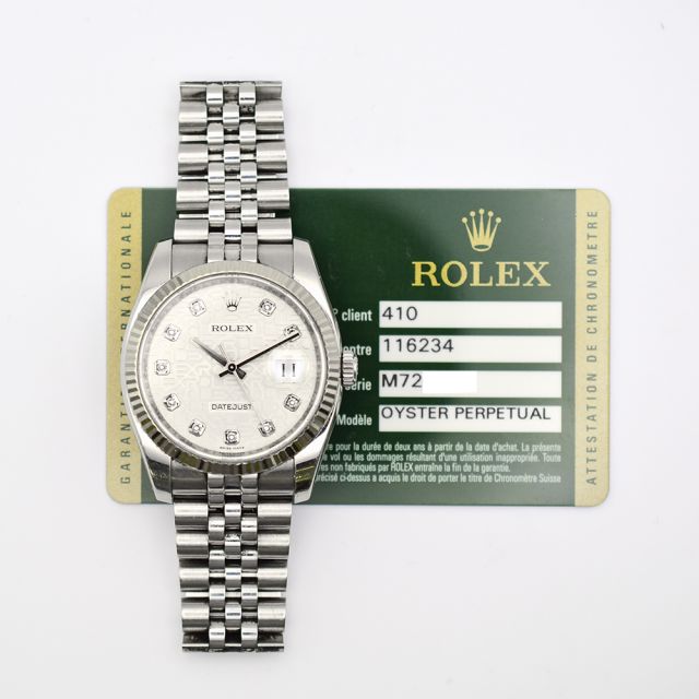 2009 Rolex Datejust 36, 116234,  Steel & Gold, Silver Jubilee Diamond Dial, Jubilee Bracelet, Box & Papers