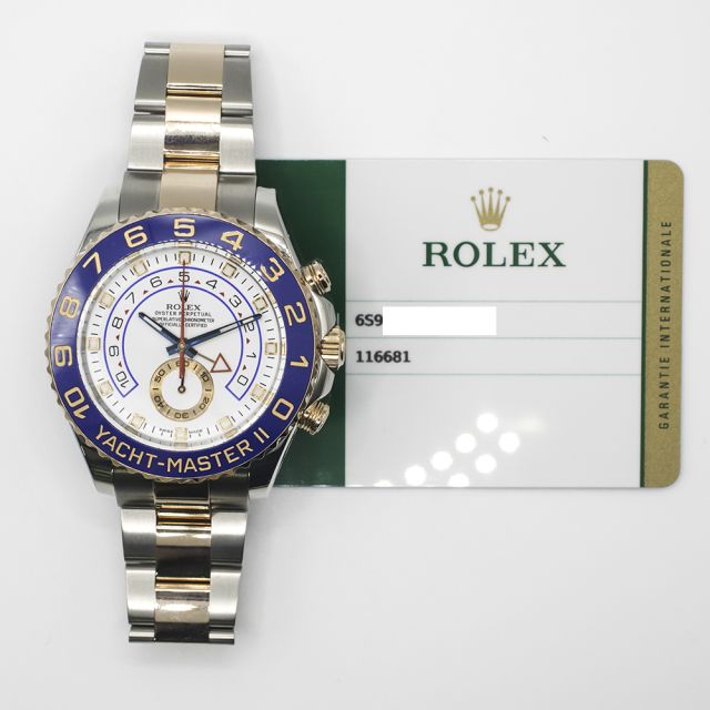 2017 Rolex Yacht-Master II, 116681, 44mm,  Steel & Gold, White Dial, Oyster Bracelet, Box & Papers