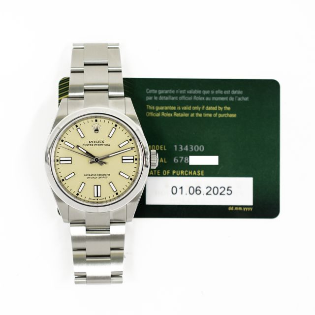 2025 Rolex Oyster Perpetual 41, 134300, Steel, Beige Dial, Oyster Bracelet, Box & Papers