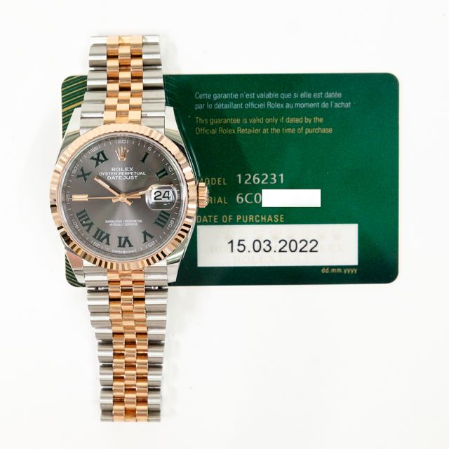 2022 Rolex Datejust 36, 126231,  Steel & Rose Gold, Slate Roman, Jubilee Bracelet, Box & Papers