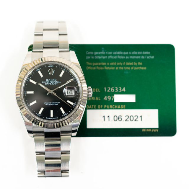 2021 Rolex Datejust 41, 126334, Steel & Gold, Black Dial, Oyster Bracelet, Box & Papers