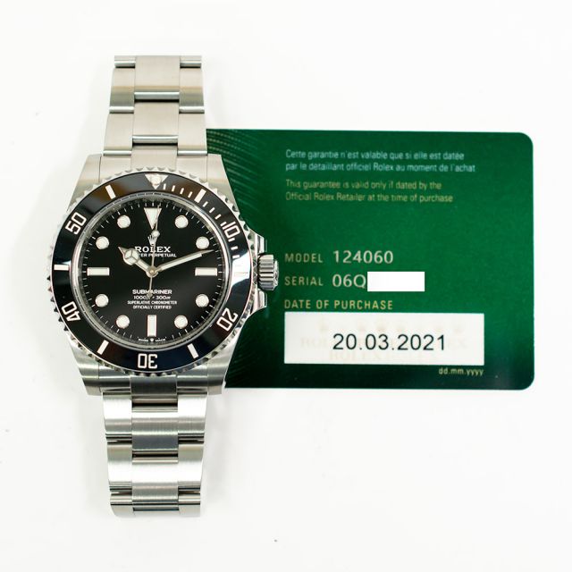 2021 Rolex Submariner No Date, 124060, 41mm, Steel, Black Dial, Oyster Bracelet, Box & Papers