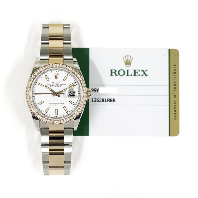 2019 Rolex Datejust 36, 126281RBR, Steel & Gold, White Dial, Oyster Bracelet, Box & Papers