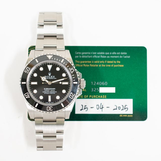 2025 Rolex Submariner No Date, 124060, 41mm, Steel, Black Dial, Oyster Bracelet, Box & Papers