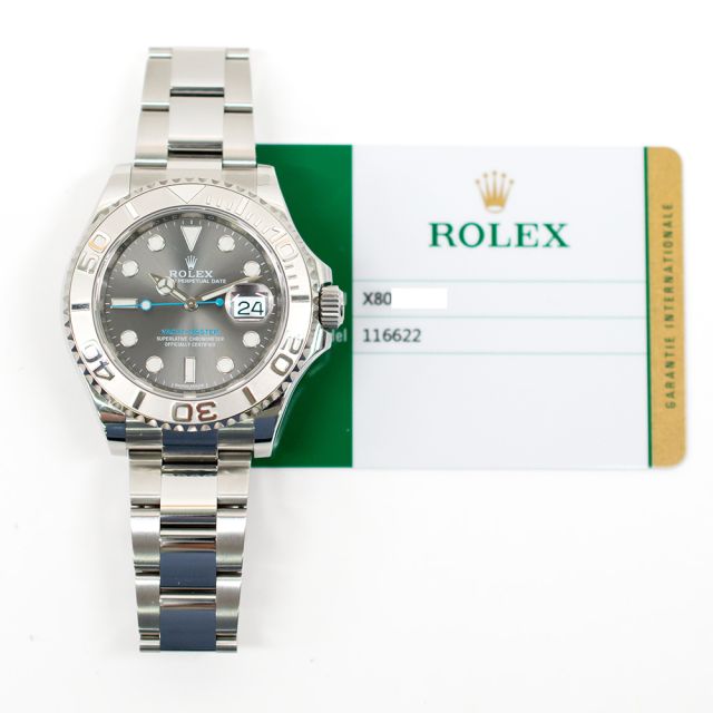2018 Rolex Yacht-Master 40, 116622, Steel & Platinum, Dark Rhodium, Oyster Bracelet, Box & Papers