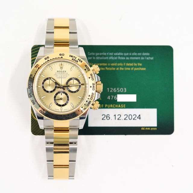 2024 Rolex Cosmograph Daytona, 126503, 40mm, Steel & Gold, Champagne Dial, Oyster Bracelet, Box & Papers
