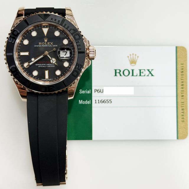 2018 Rolex Yacht-Master 40, 116655, Rose Gold, Black Dial, Oysterflex Bracelet, Box & Papers