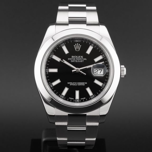 Rolex Datejust II Stainless Steel Black Index 116300, Watch Chest
