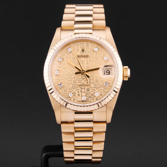 Rolex Datejust 31, 68278, Yellow Gold, Champagne Jubilee Diamond Dial, President Bracelet, Renewed