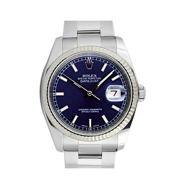 Rolex Datejust Steel Gold Blue Bold Index Dial 116234 Oyster Watch Chest