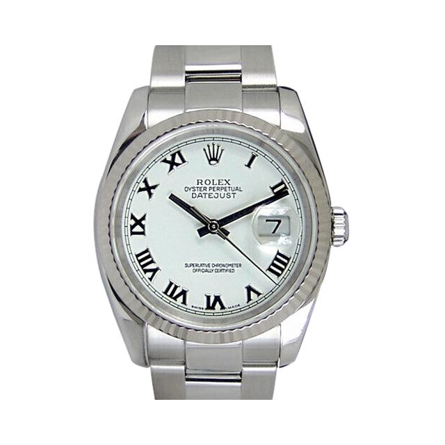 Rolex Datejust Steel Gold White Roman Dial 116234 Oyster Watch Chest