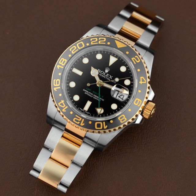 Rolex GMT-Master II, 116713LN, 40mm, Steel & Gold, Black Dial, Black Bezel, Oyster Bracelet