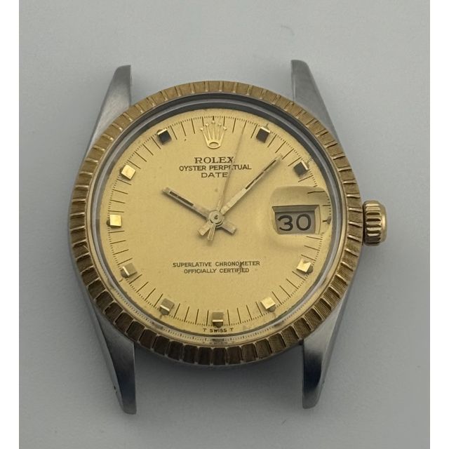 Rolex Date 34 15223, 34mm, Steel & Gold, Champagne Gold Peg Dial, Oyster Bracelet