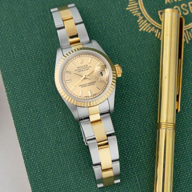 Rolex Lady-Datejust 26, 69173, Steel & Gold, Champagne Dial, Oyster Bracelet, Renewed