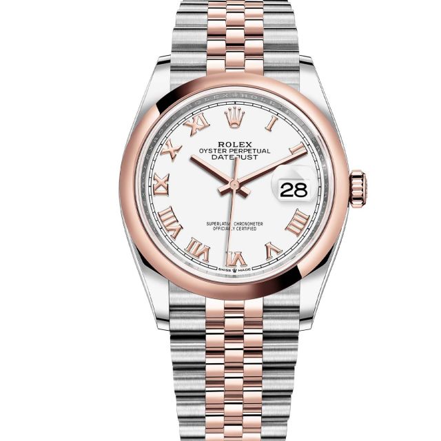 Rolex Datejust 36 126201 Wristwatch Jubilee Bracelet White Roman Dial Smooth Bezel