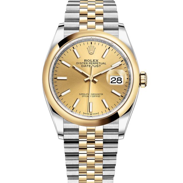 Rolex Datejust 36 126203 Wristwatch Jubilee Bracelet Champagne Dial Domed Bezel