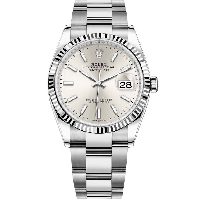 Rolex Datejust 36 126234 Wristwatch, Oyster Bracelet, Silver Dial, Fluted Bezel