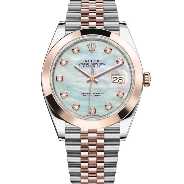 Rolex Datejust 41 126301 Wristwatch Jubilee Bracelet Mother of Pearl Diamond Dial Domed Bezel