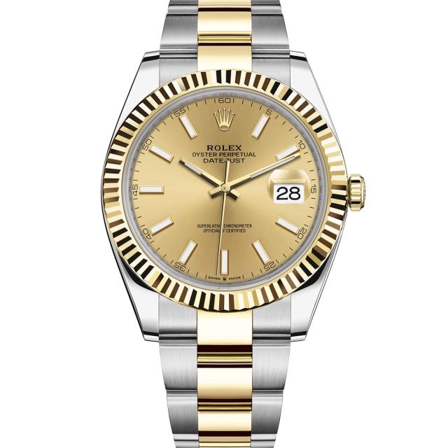 Rolex Datejust 41 126333 Wristwatch Oyster Bracelet Champagne Dial Fluted Bezel