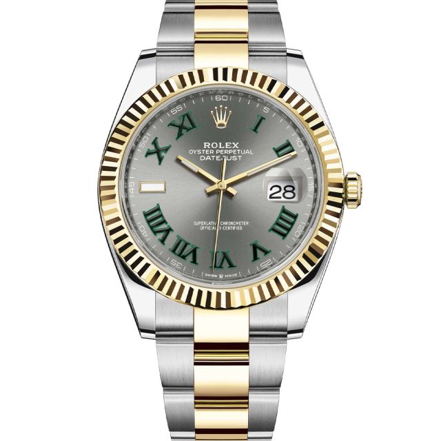 Rolex Datejust 41 126333 Wristwatch Oyster Bracelet Slate Roman Dial Fluted Bezel