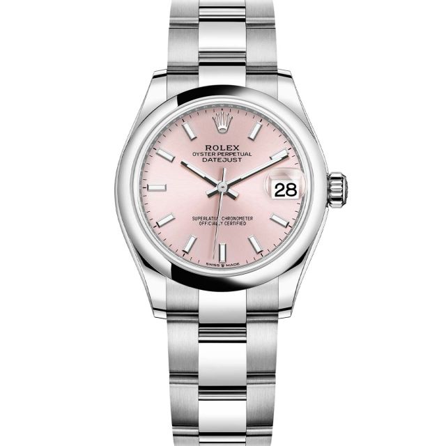 Rolex Datejust 31 278240 Wristwatch, Oyster Bracelet, Pink Dial, Domed Bezel