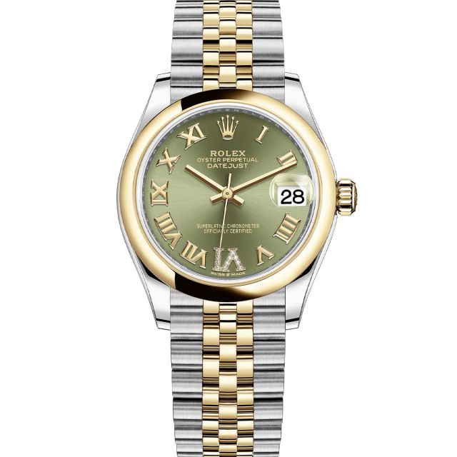 Rolex Datejust 31 278243 Wristwatch, Jubilee Bracelet, Olive Green Roman VI Diamond Dial, Domed Bezel