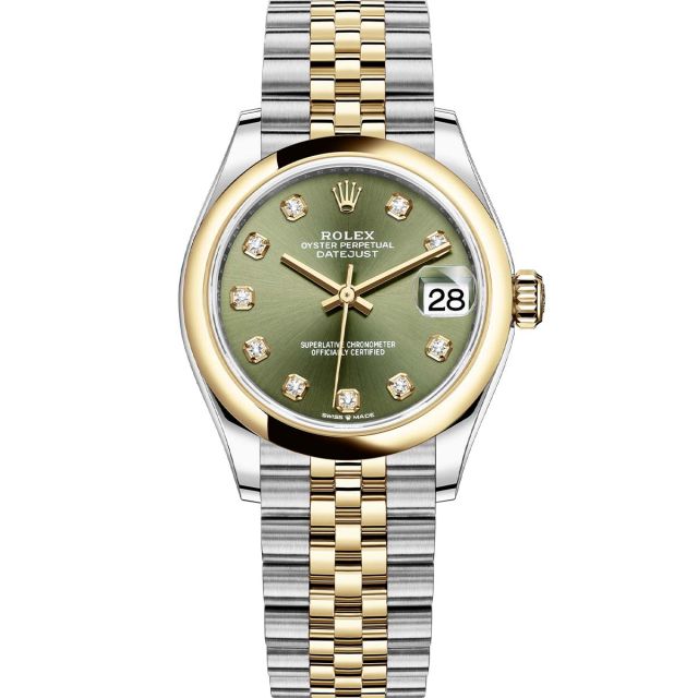 Rolex Datejust 31 278243 Wristwatch, Jubilee Bracelet, Olive Green Diamond Dial, Domed Bezel